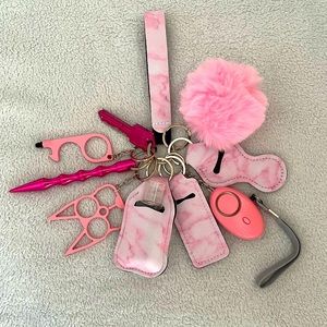 💗Pink Marble Safety Keychain Set💗